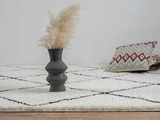 Tapis Shaggy berbère Copenhague 260 Blanc Noir