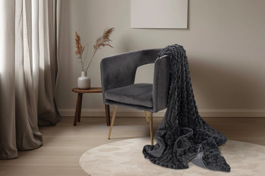 Plaid Milan Anthracite doux effet 3D