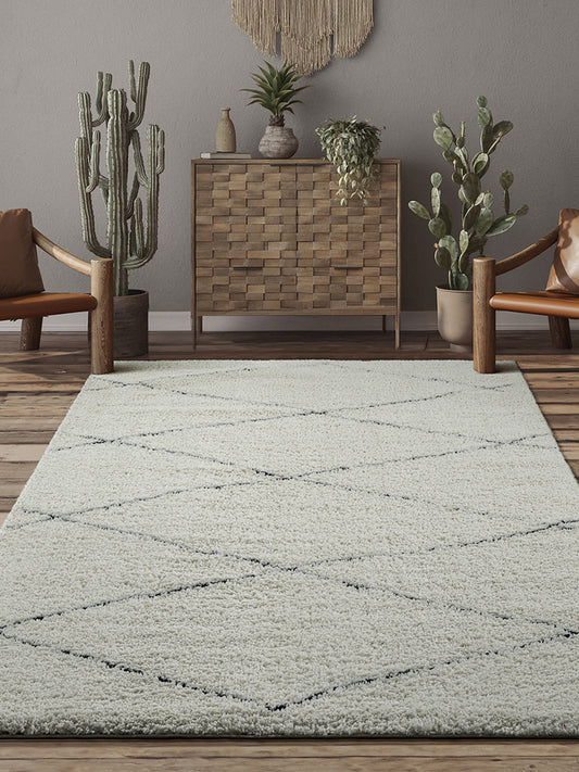 Tapis Shaggy berbère Copenhague 260 Blanc Noir