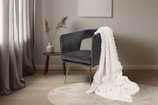 Plaid Milan Crème doux effet 3D