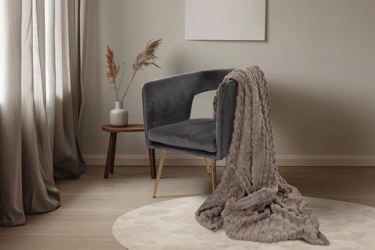 Plaid Milan Taupe doux effet 3D