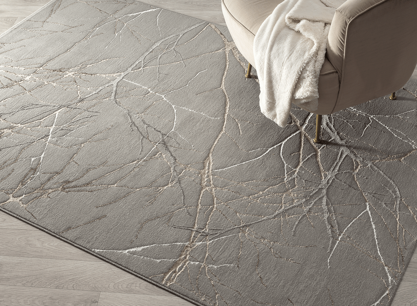 Tapis Focus gris doré