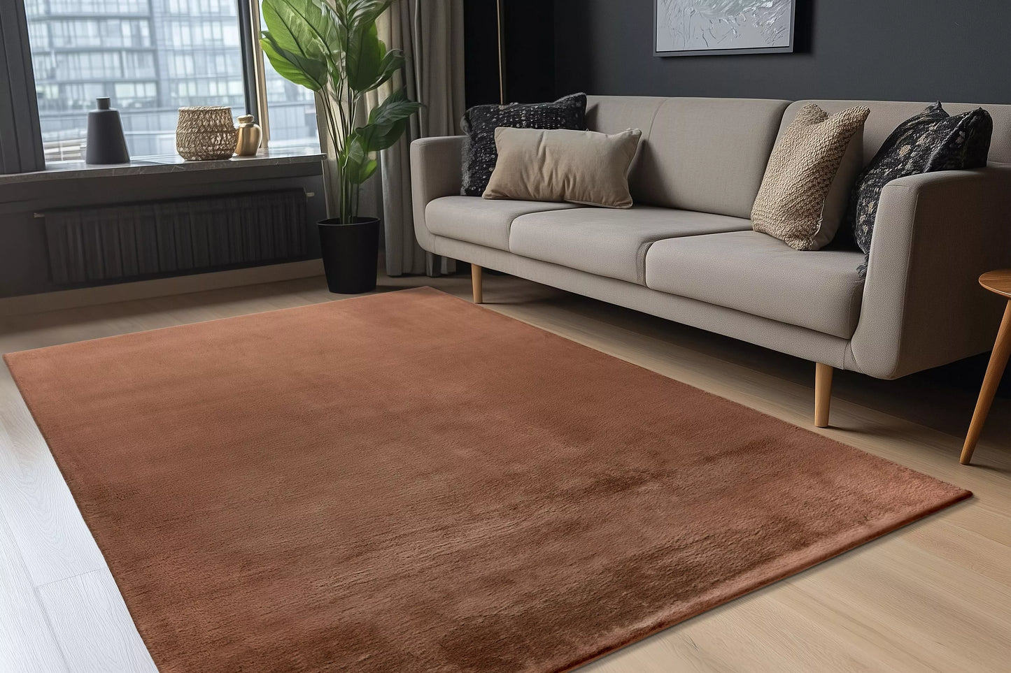 Tapis Paradise Terra / Chocolat Super Doux, Epais,  Moelleux et Moderne (Copie)
