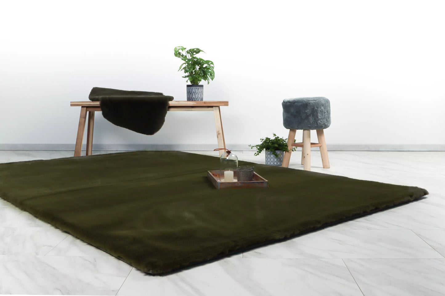 Tapis Haeven Vert - Super doux,Super Epais, Moelleux et Moderne