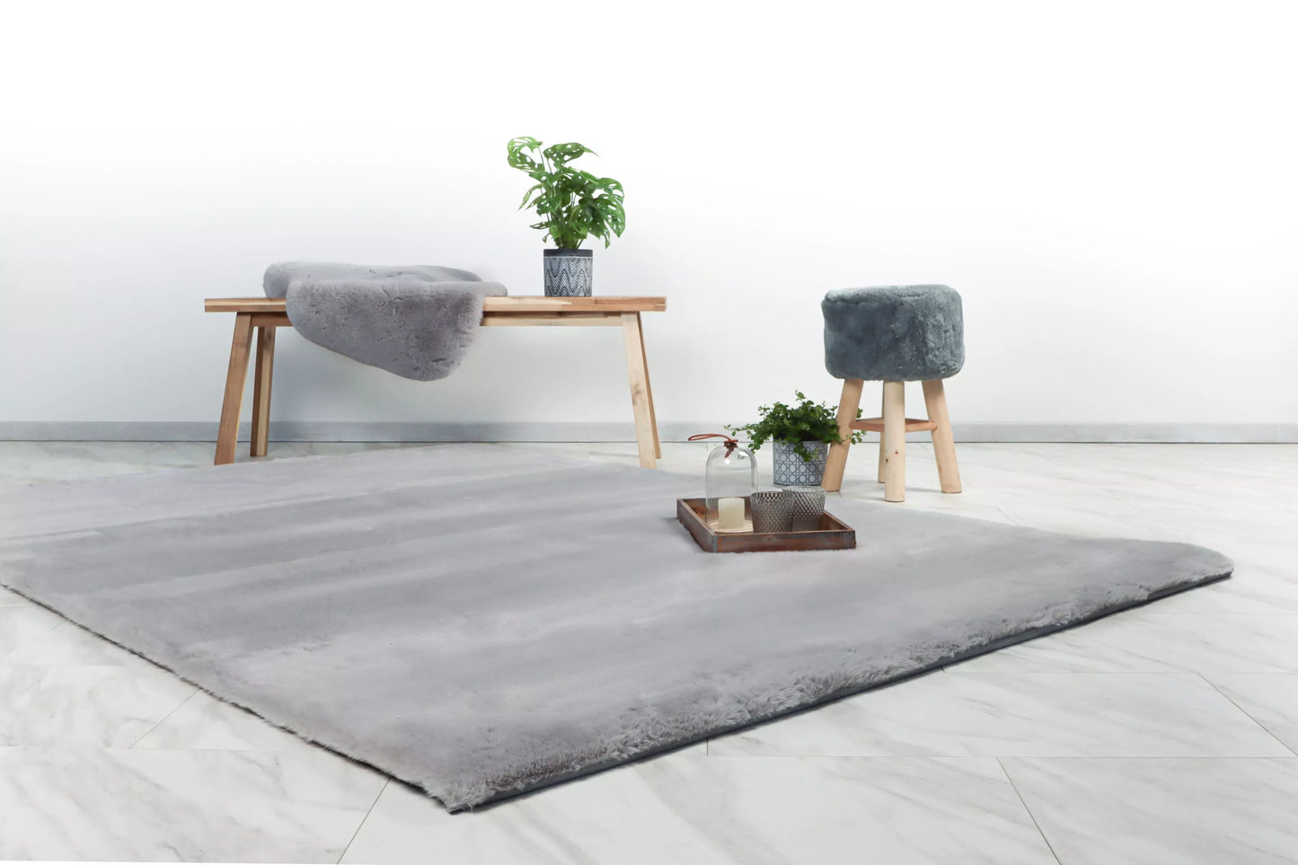Tapis Haeven Gris - Super doux,Super Epais, Moelleux et Moderne