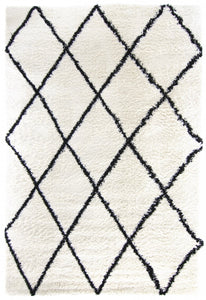 Tapis Shaggy berbère Copenhague 260 Blanc Noir