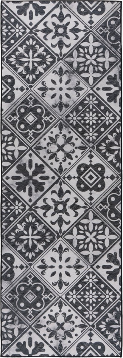 Tapis de cuisine Luka 107 gris, antidérapant lavable en machine.