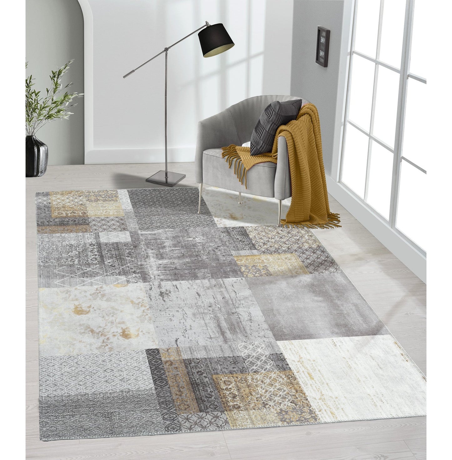 Tapis Edes gris doré